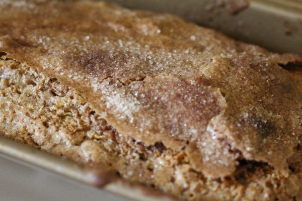 Snickerdoodle Zucchini Bread on Gray Platter