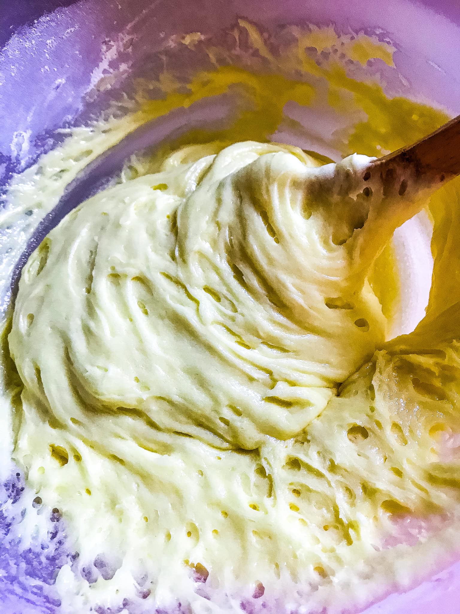 2-ingredient lemon bar batter in a large white bowl