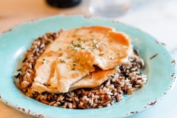 Easy Garlic Lime Chicken on a bed of wild rice