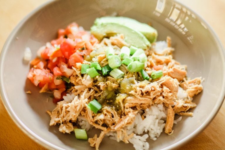 Rice bowl made with Slow Cooker Mexican Carnitas