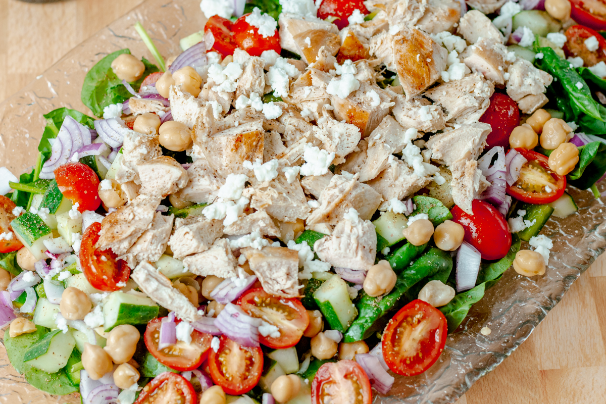 Grilled Chicken and Chickpea Salad – with White Wine Vinaigrette