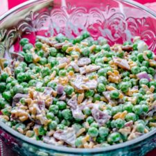 bowl of bacon pea salad