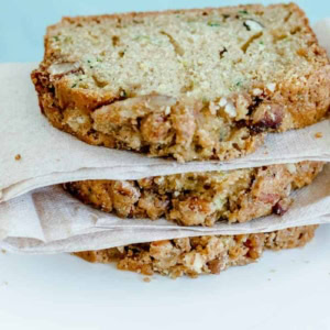 3 slices of pecan praline zucchini bread