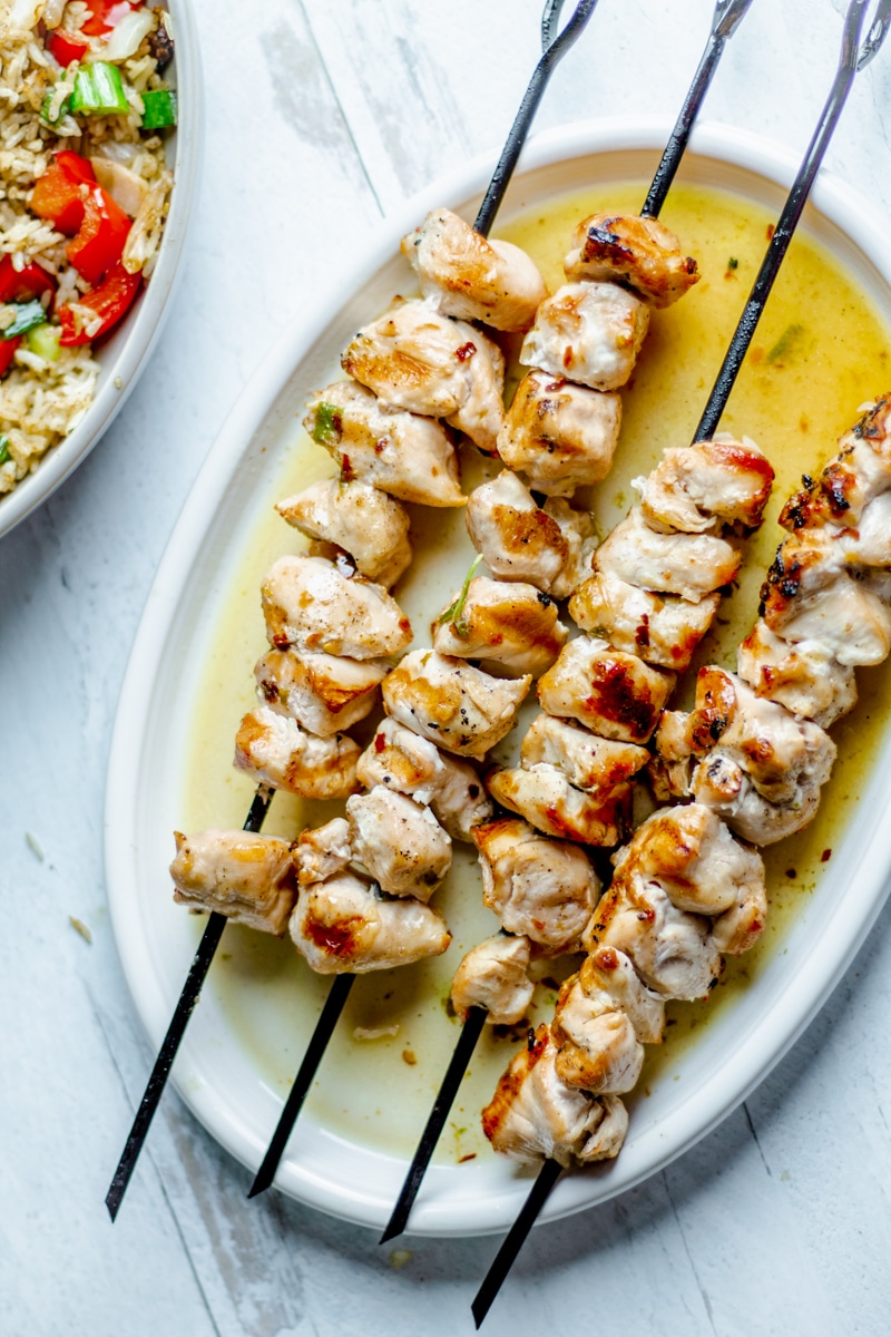 Grill or Oven: Irresistible Chicken Kabobs with Lemon Basil Garlic Butter
