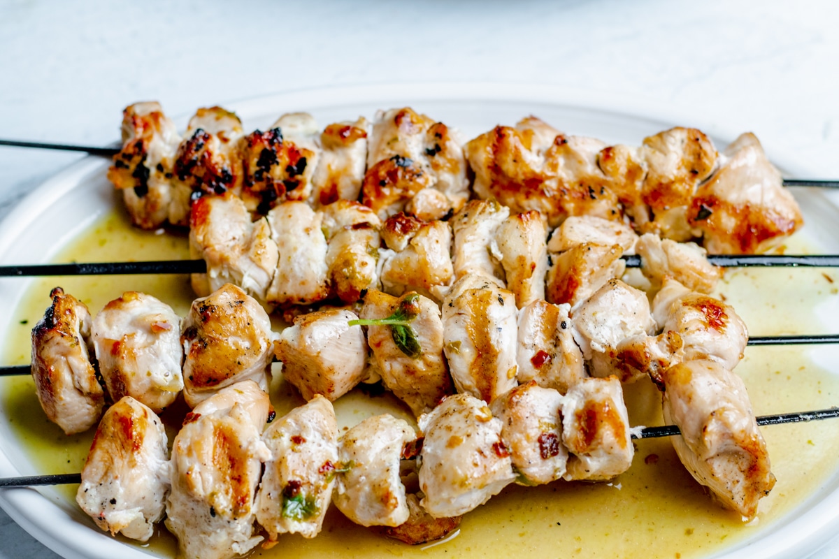 Lemon Basil Garlic Butter Chicken Kabobs Grilled, Oven, or Stove